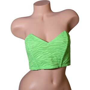 Savage X Fenty Neon Green Zebra Lace Strapless Bra Bustier 1X NWT